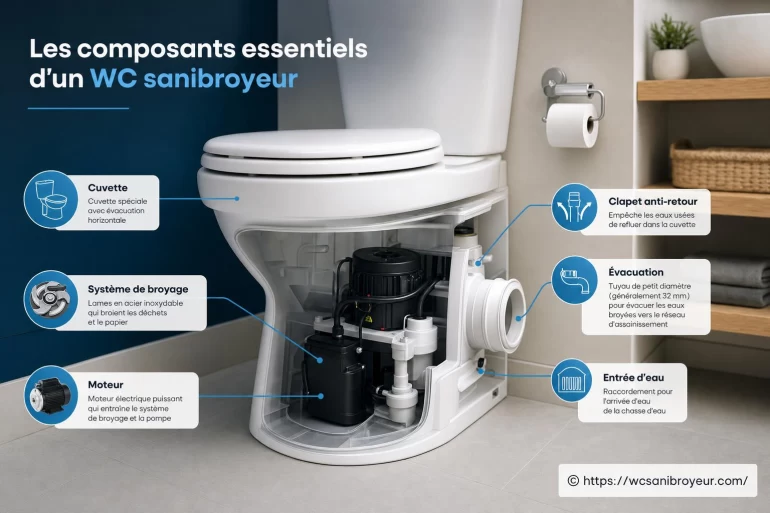 Les composants essentiels d’un WC sanibroyeur : comment ça fonctionne ?