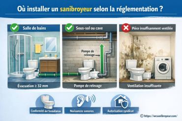 Où installer un sanibroyeur selon la réglementation ?