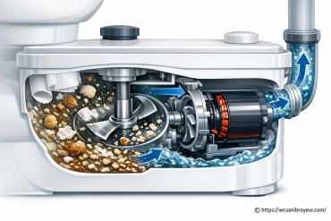 Comment le moteur d'un sanibroyeur broie-t-il les déchets ?