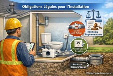 Obligations légales pour l’installation d’un wc sanibroyeur
