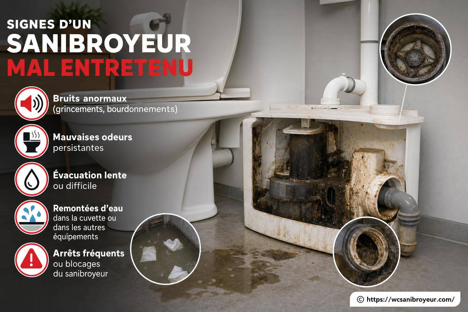 Signes d'un sanibroyeur mal entretenu à ne pas négliger