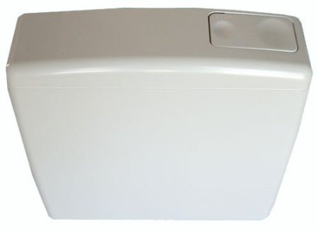 Bain WC réservoir avec bouton stop/basse + matériel de montage en blanc