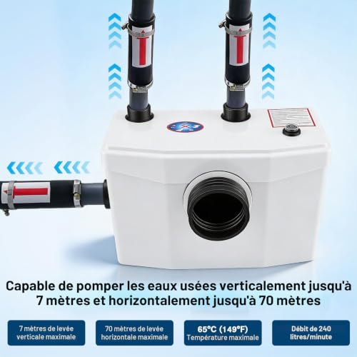 Broyeur Sanitaire, 600W Pompe de Relevage Eaux Sanitaires, U