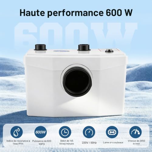 Broyeur Sanitaire, 600W Pompe de Relevage Eaux Sanitaires, U