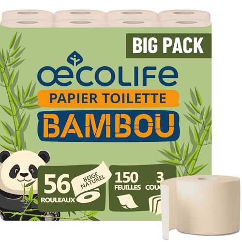 Papier toilette bambou 3 couches 56 rouleaux