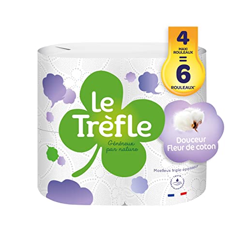 Le Trèfle® Douceur Fleur de coton - Papier toilette - 4 maxi