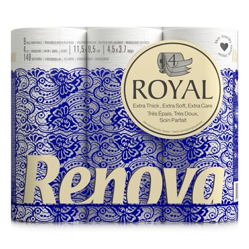 Renova Royal Papier hygiénique 4 plis blanc, 9 rouleaux CONF