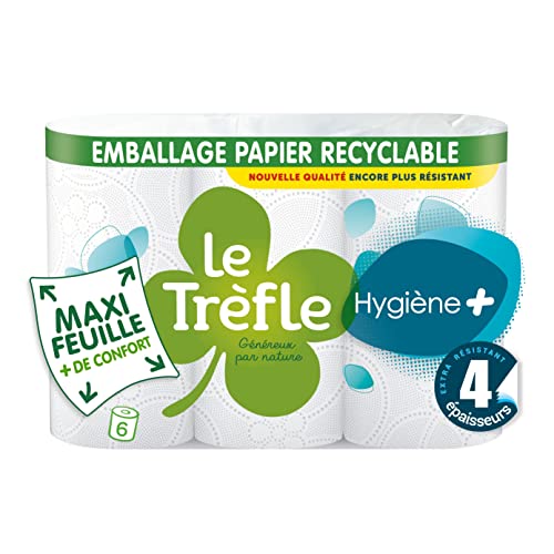 Le Trèfle® Hygiène+ - Papier toilette - x6 Rouleaux -4 épais